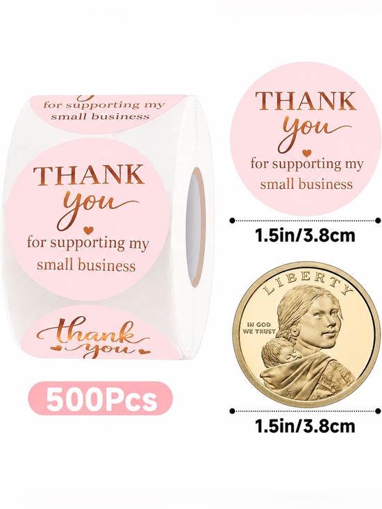 Source Unknown Other - 500 Pink “Thank You for supporting my small business” stickers